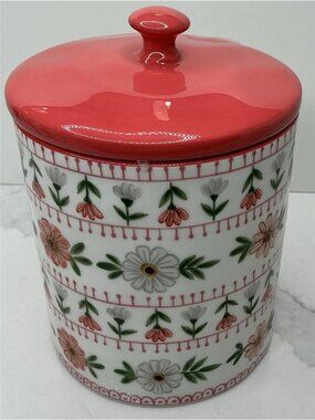 Potters Studio Cookie Jar Ceramic Canister Floral 6.5" H New